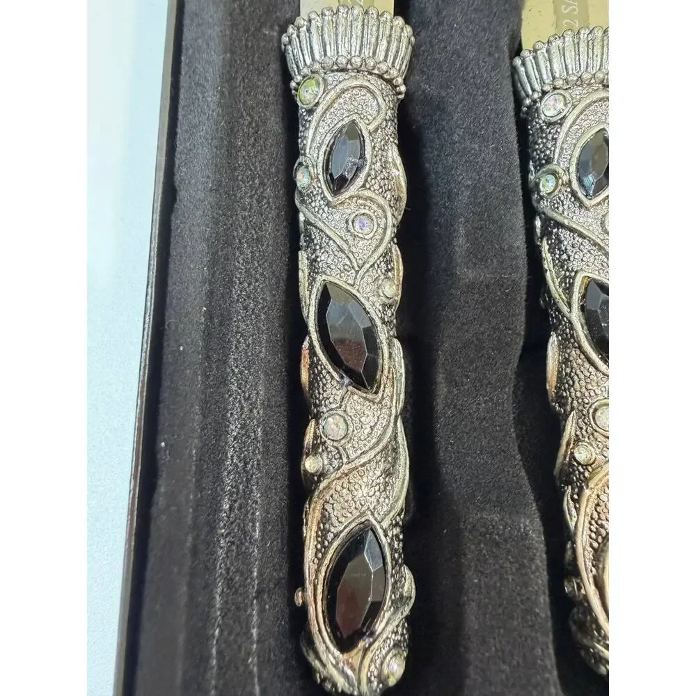 2 Saints Spreader Set 2 Pc Jeweled Handle Stainless Steel Knives In Box